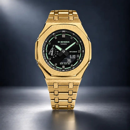 Casio G-Shock Mod Watch - Black Green - GA-2100 Custom Casioak
