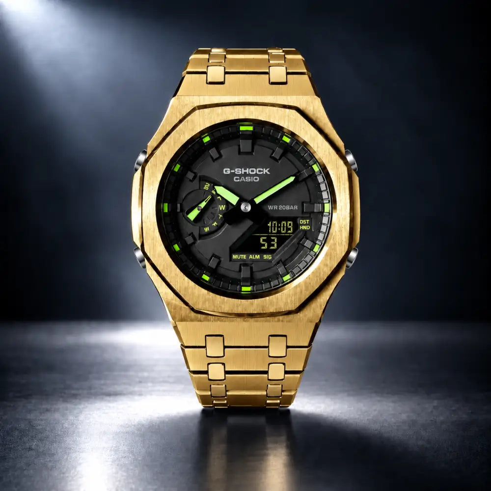 Montre CasiOak Custom – Gold Green Steel - Mod G-Shock GA2100