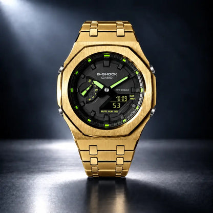 Montre CasiOak Custom – Gold Green Steel - Mod G-Shock GA2100