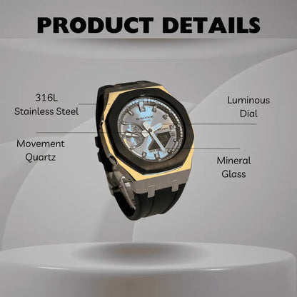 Casio G-Shock Mod Watch - Black Grey Rose Gold - GA-2100 Custom Casioak