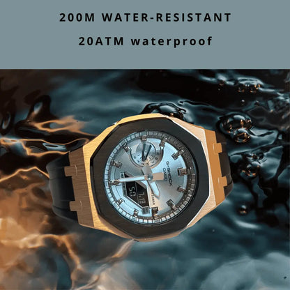 Casio G-Shock Mod Watch - Black Grey Rose Gold - GA-2100 Custom Casioak