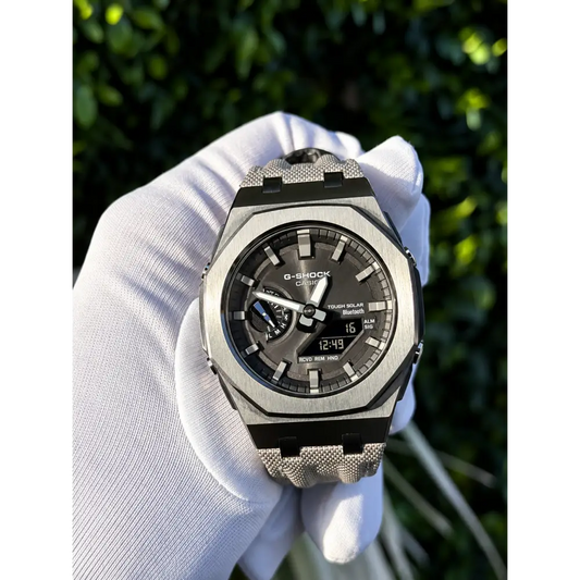 CasiOak Custom Watch – Black Metal Bluetooth – G-Shock GA2100 Mod