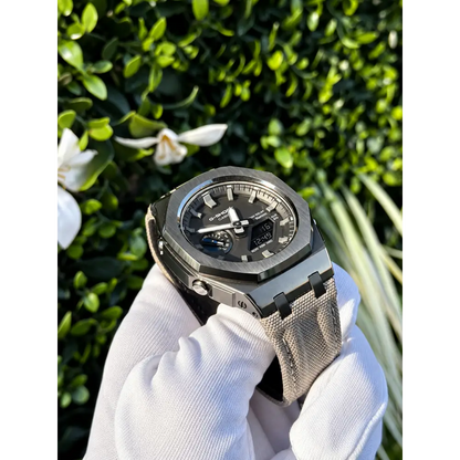 CasiOak Custom Watch – Black Metal Bluetooth – G-Shock GA2100 Mod
