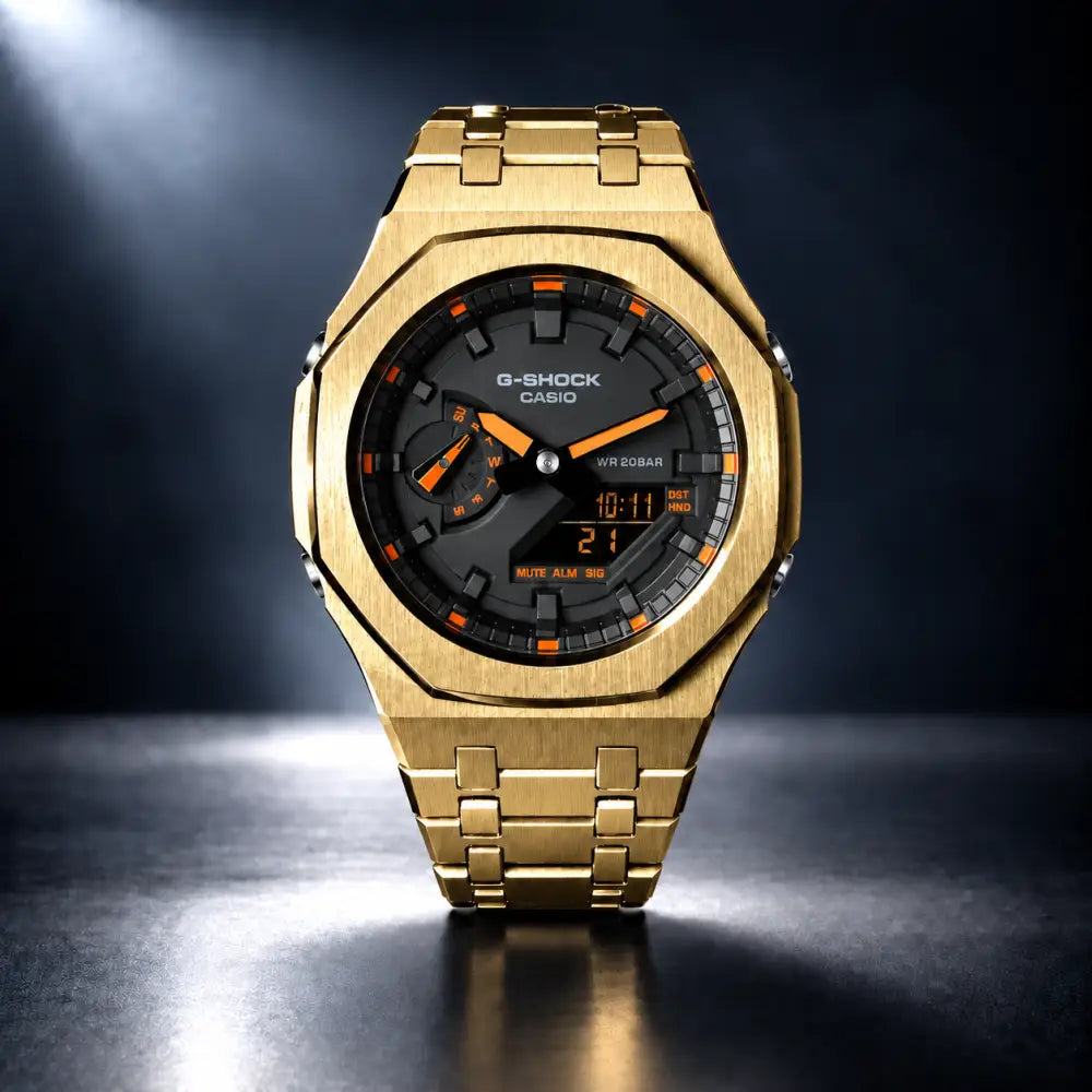 CasiOak Custom Watch – Gold Orange Steel - G-Shock GA2100