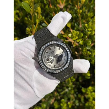 Montre CasiOak Custom – Black Silver Frosted Diamond - Mod G-Shock GA2100