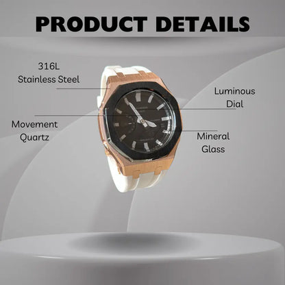 Montre CasiOak Custom – Black White Rose Gold - Mod G-Shock GA2100