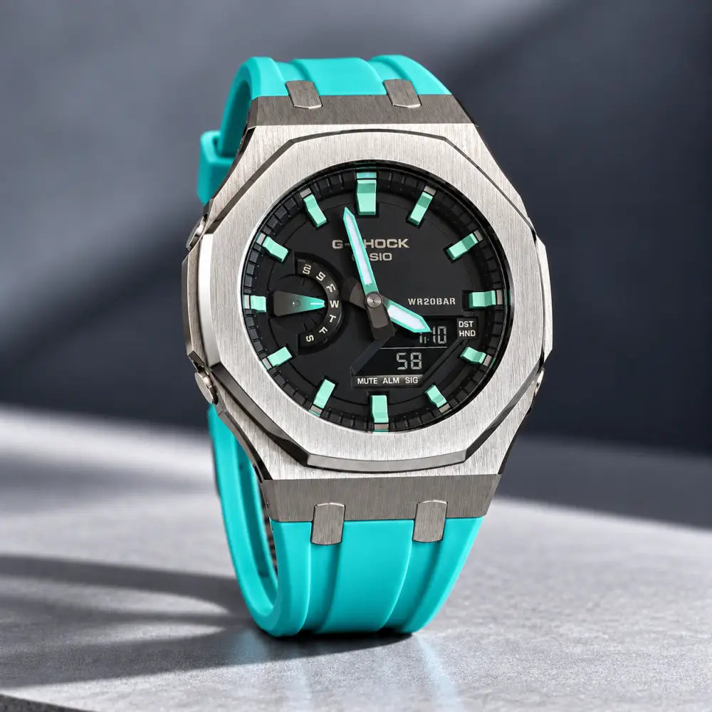 Casio G-Shock Mod Watch - Blue Green - GA-2100 Custom Casioak