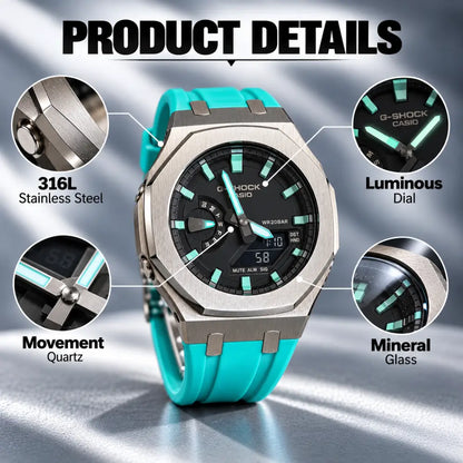 Casio G-Shock Mod Watch - Blue Green - GA-2100 Custom Casioak