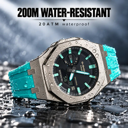 Casio G-Shock Mod Watch - Blue Green - GA-2100 Custom Casioak