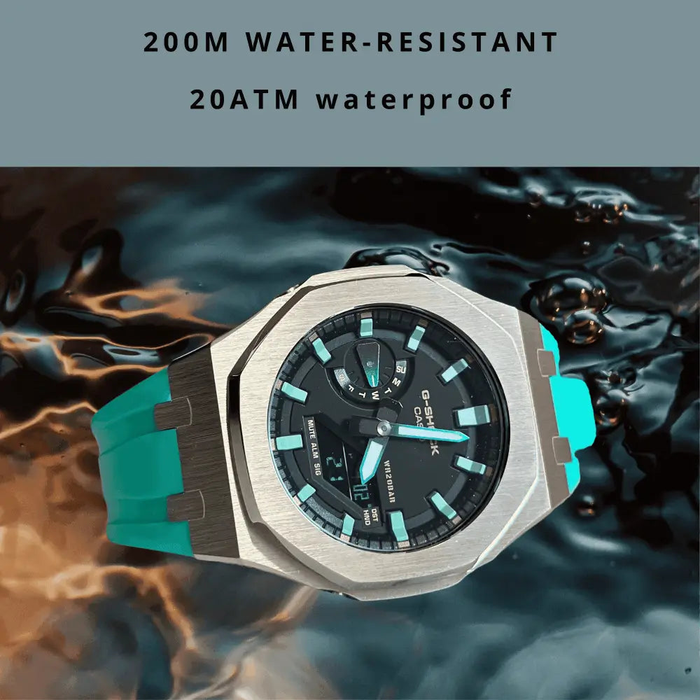 Casio G-Shock Mod Watch - Blue Green - GA-2100 Custom Casioak