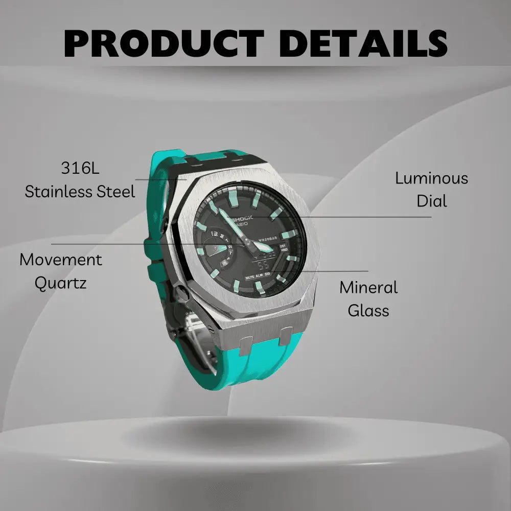 CasiOak Custom Blue Green Chrono Custom Watch – ChronoCustom
