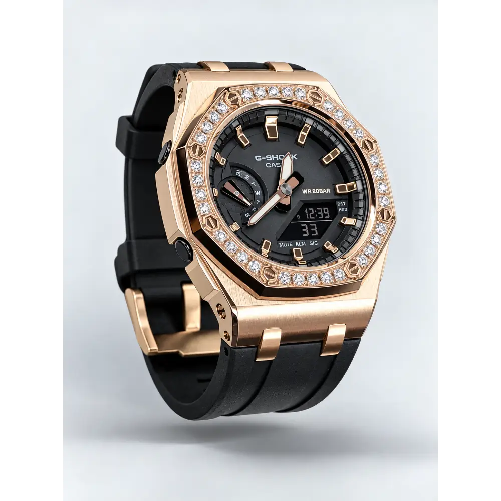 Montre CasiOak Custom – Diamond Black Rose Gold - Mod G-Shock GMAS2100