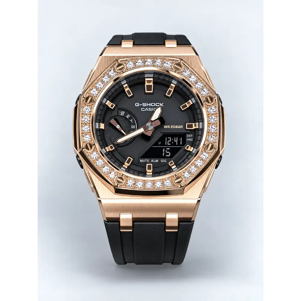 Montre CasiOak Custom – Diamond Black Rose Gold - Mod G-Shock GMAS2100