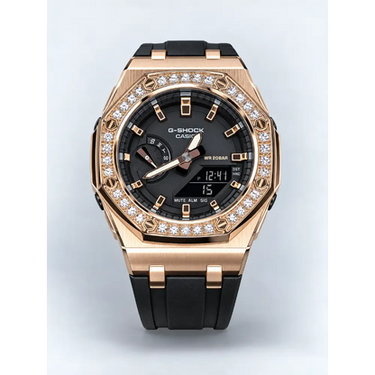 Montre CasiOak Custom – Diamond Black Rose Gold - Mod G-Shock GMAS2100