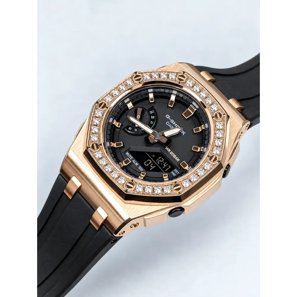 Montre CasiOak Custom – Diamond Black Rose Gold - Mod G-Shock GMAS2100