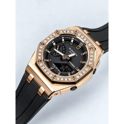 Montre CasiOak Custom – Diamond Black Rose Gold - Mod G-Shock GMAS2100