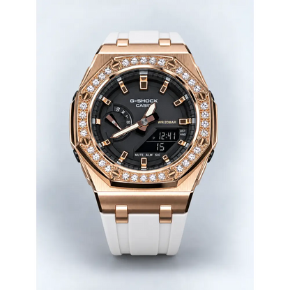 Montre CasiOak Custom – Diamond White Rose Gold - Mod G-Shock GMAS2100