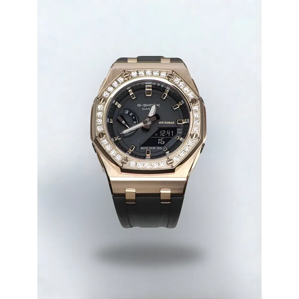 Montre CasiOak Custom – Diamond Black Rose Gold - Mod G-Shock GMAS2100