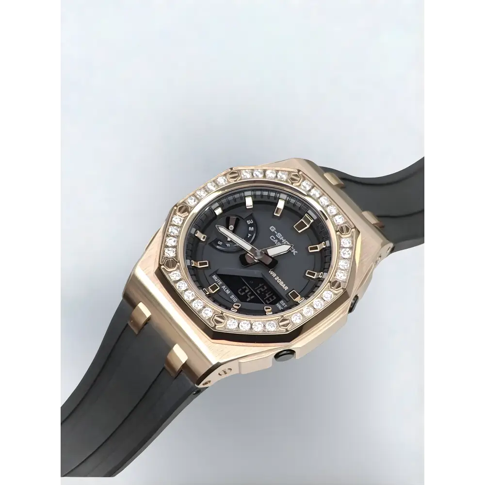 Montre CasiOak Custom – Diamond Black Rose Gold - Mod G-Shock GMAS2100