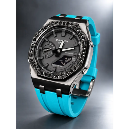 Montre CasiOak Custom – Diamond Sky Blue Miami - Mod G-Shock GA2100