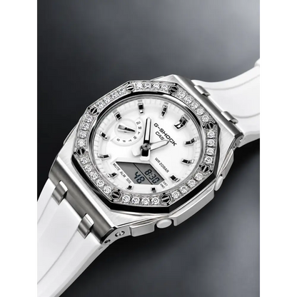 Montre CasiOak Custom – Diamond Full White - Mod G-Shock GMAS2100