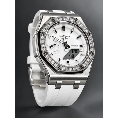 Montre CasiOak Custom – Diamond Full White - Mod G-Shock GMAS2100