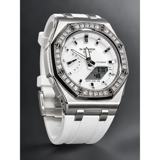 Montre CasiOak Custom – Diamond Full White - Mod G-Shock GMAS2100