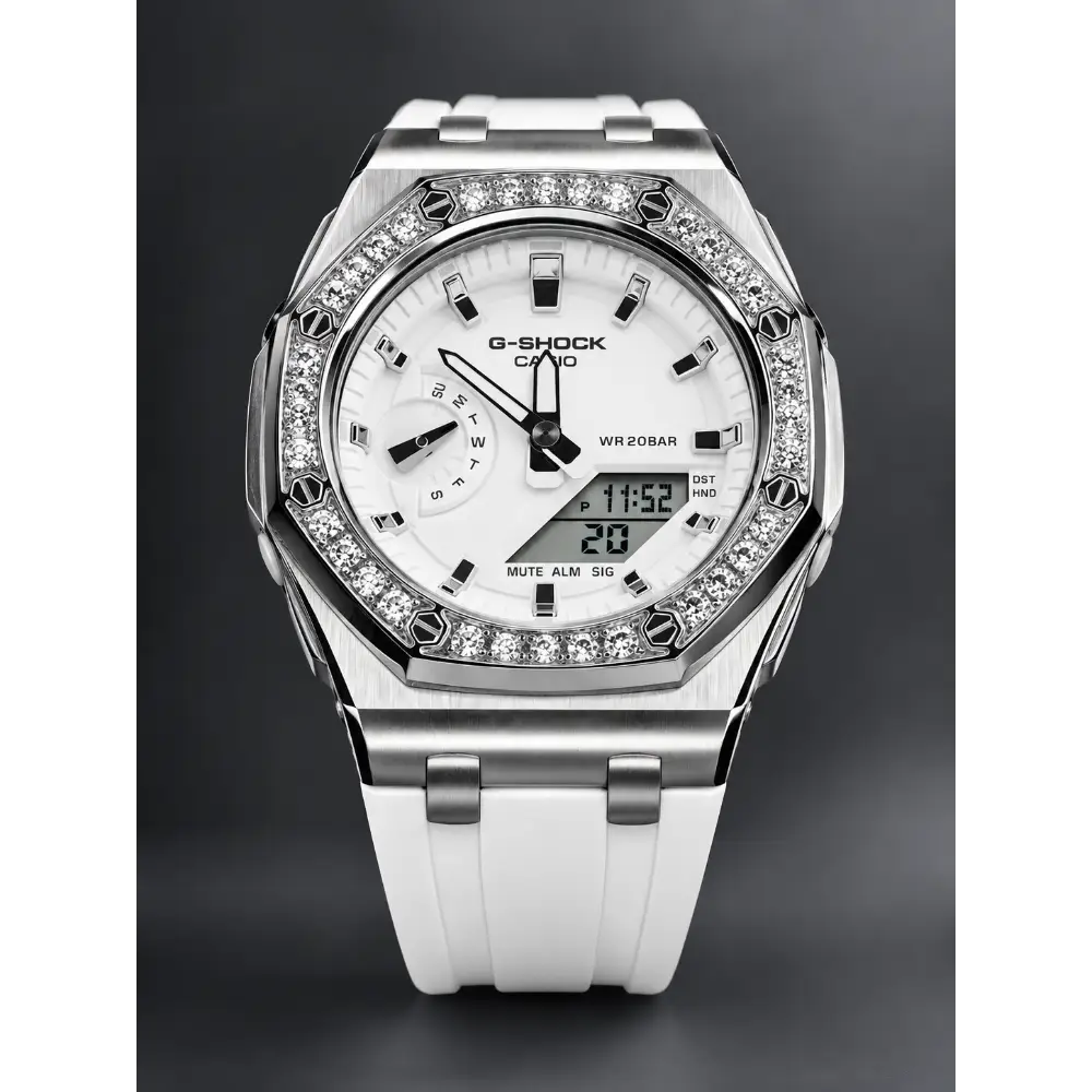 Montre CasiOak Custom – Diamond Full White - Mod G-Shock GMAS2100
