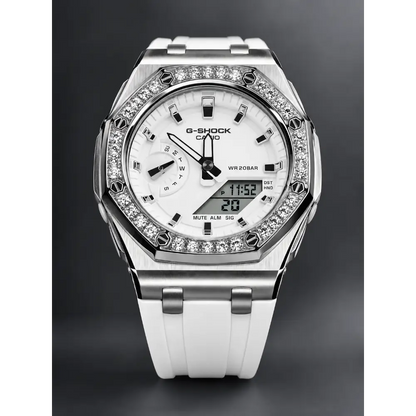 Montre CasiOak Custom – Diamond Full White - Mod G-Shock GMAS2100