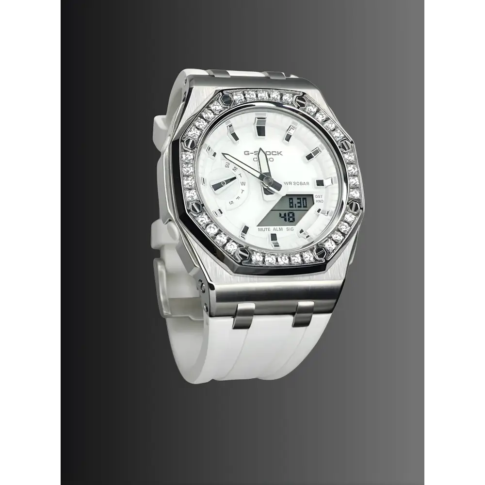 Montre CasiOak Custom – Diamond Full White - Mod G-Shock GMAS2100