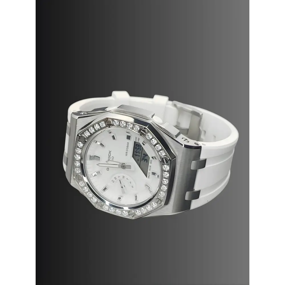 Montre CasiOak Custom – Diamond Full White - Mod G-Shock GMAS2100