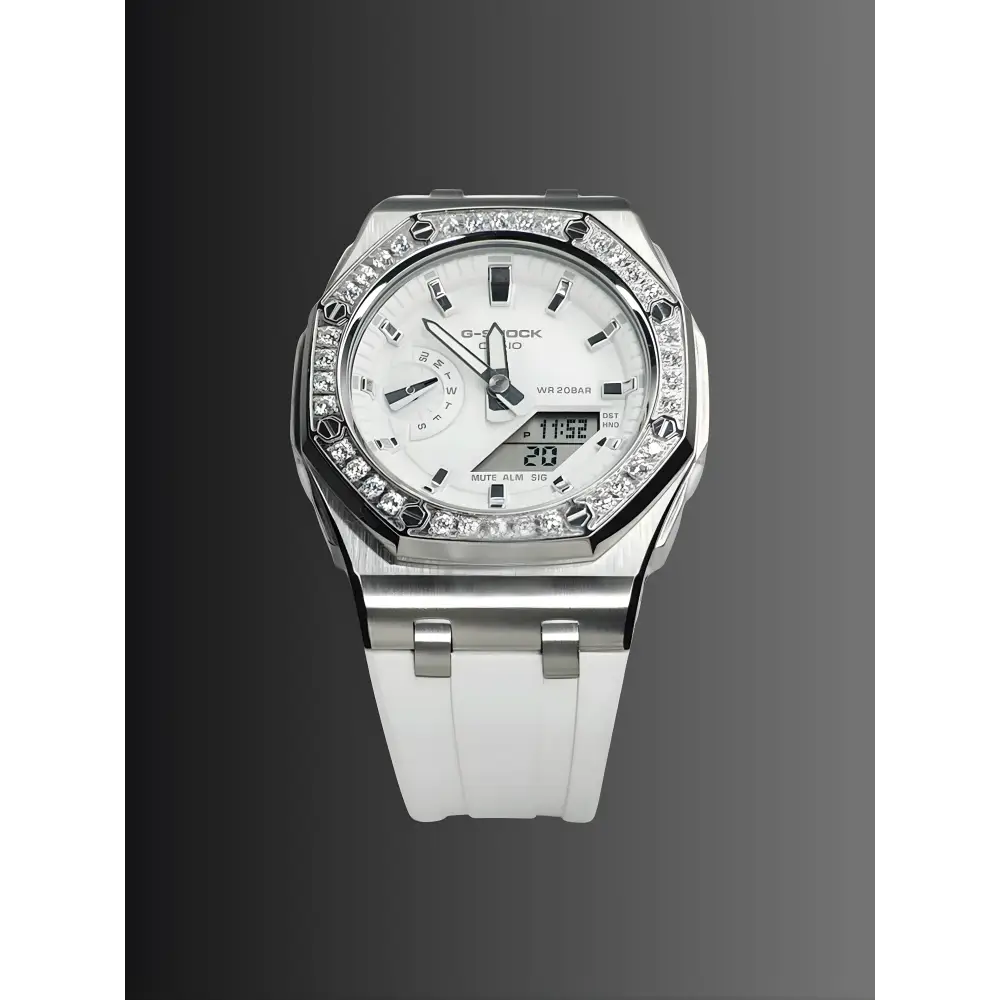 Montre CasiOak Custom – Diamond Full White - Mod G-Shock GMAS2100