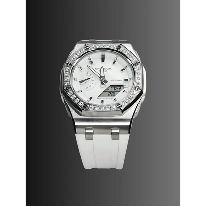 Montre CasiOak Custom – Diamond Full White - Mod G-Shock GMAS2100