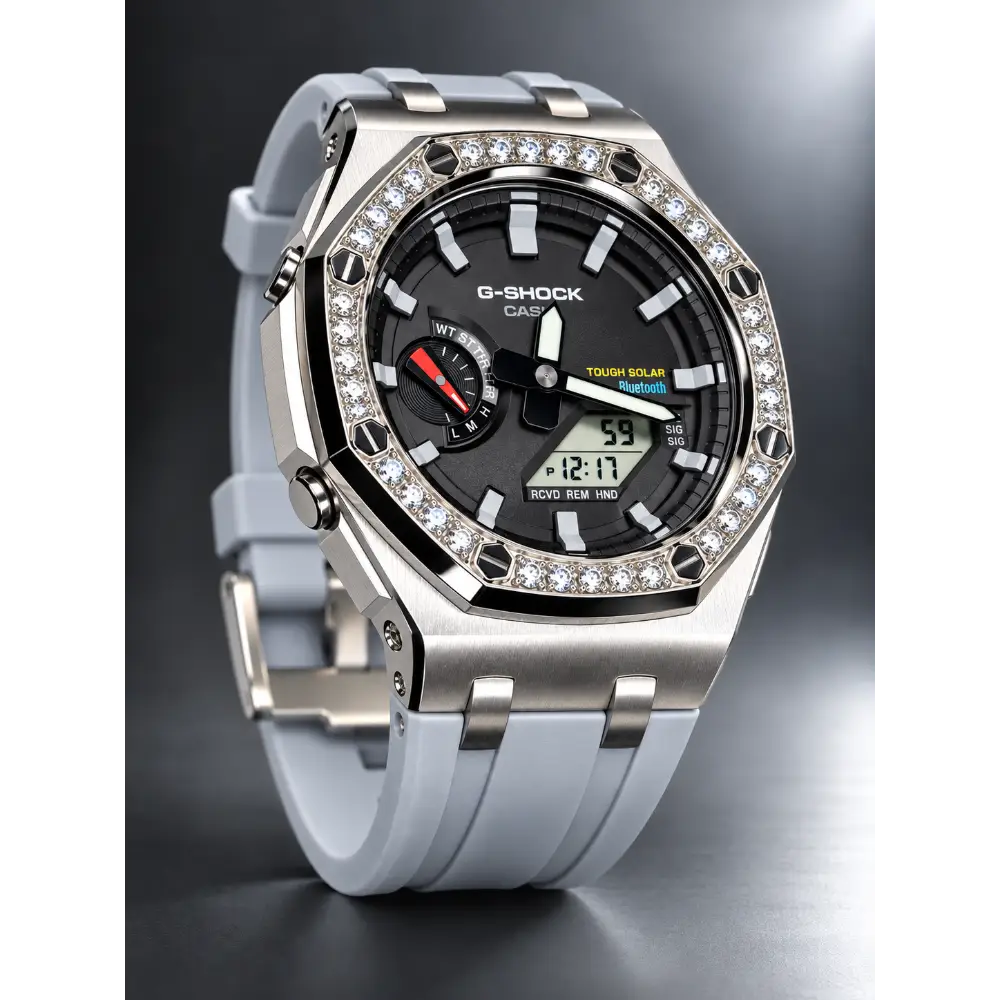 Montre CasiOak Custom – Diamond Royal Grey Bluetooth - Mod G-Shock GAB2100
