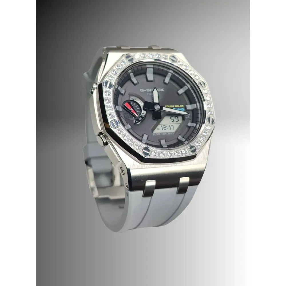 Casioak Custom CasiOak Custom Diamond Royal Grey Bluetooth Watch – ChronoCustom