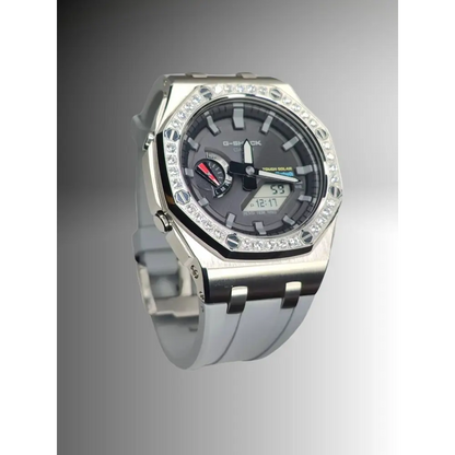 Montre CasiOak Custom – Diamond Royal Grey Bluetooth - Mod G-Shock GAB2100