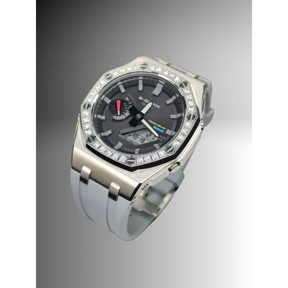 Montre CasiOak Custom – Diamond Royal Grey Bluetooth - Mod G-Shock GAB2100