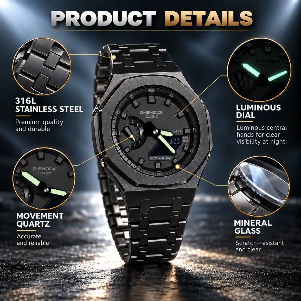 Montre Personnalisée Casio G-Shock - Full Black - GA-2100 Custom Casioak