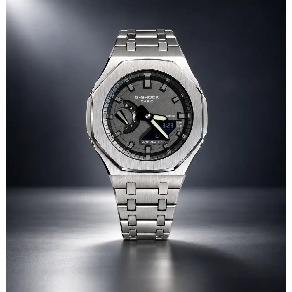 Montre Personnalisée Casio G-Shock - Full Black Silver - GA-2100 Custom Casioak