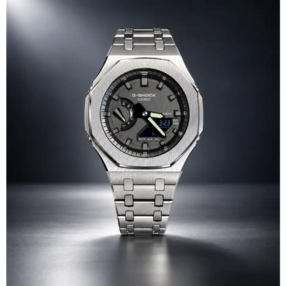 Montre Personnalisée Casio G-Shock - Full Black Silver - GA-2100 Custom Casioak