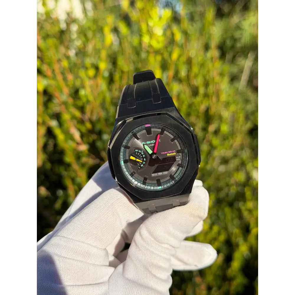 Casioak Custom CasiOak Custom Watch – Full Black Bluetooth Solar - Mod G-Shock GAB2100 ...