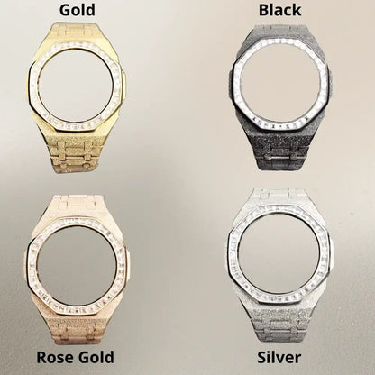Montre CasiOak Custom – Silver Frosted Diamond Bezel