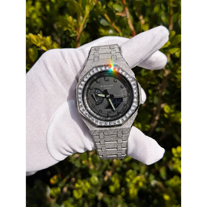 Montre CasiOak Custom – Full Black Frosted Diamond – Mod G-Shock GA2100