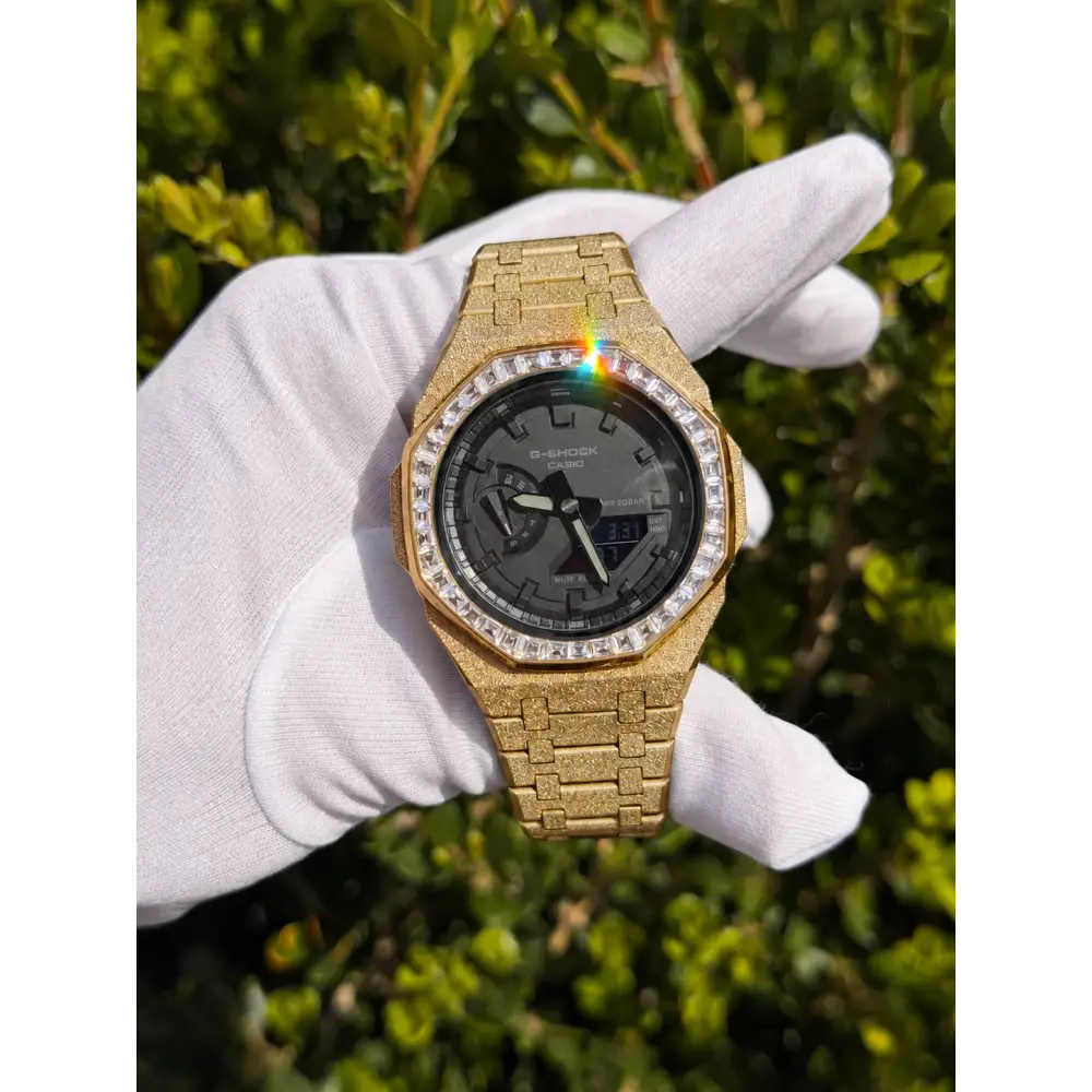 Montre CasiOak Custom – Full Black Frosted Diamond – Mod G-Shock GA2100