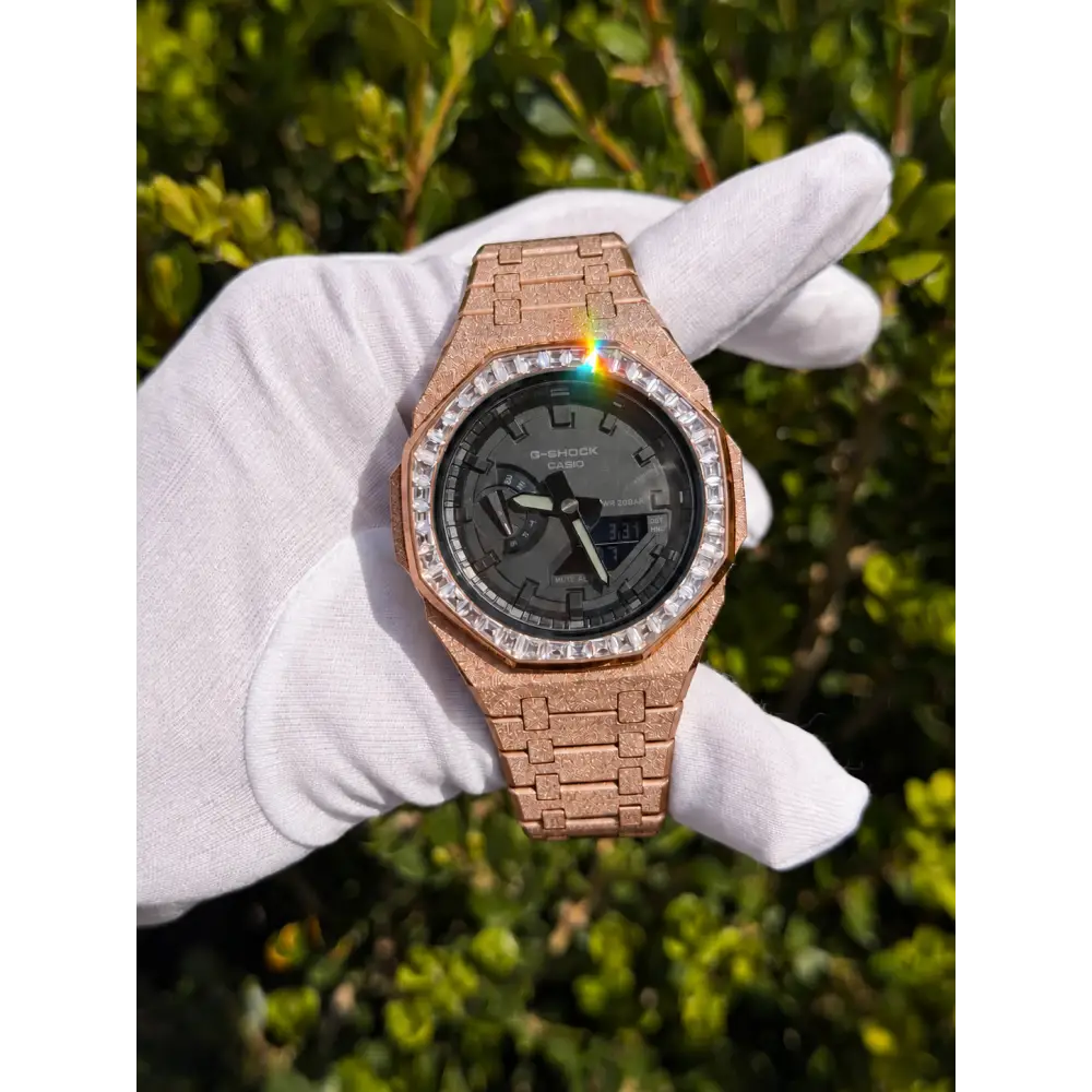Montre CasiOak Custom – Full Black Frosted Diamond – Mod G-Shock GA2100