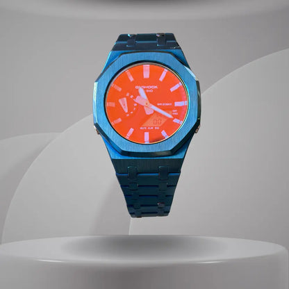 Montre CasiOak Custom – Full Blue Mirror Rainbow Dial - Mod G-Shock GA2100