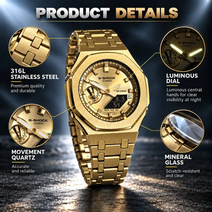 Casio G-Shock Mod Watch - Full Gold - GA-2100 Custom Casioak
