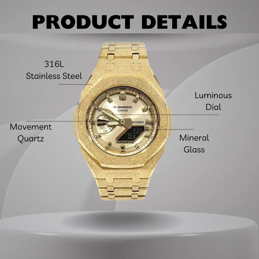 Montre CasiOak Custom – Full Gold Frosted - Mod G-Shock GA2100