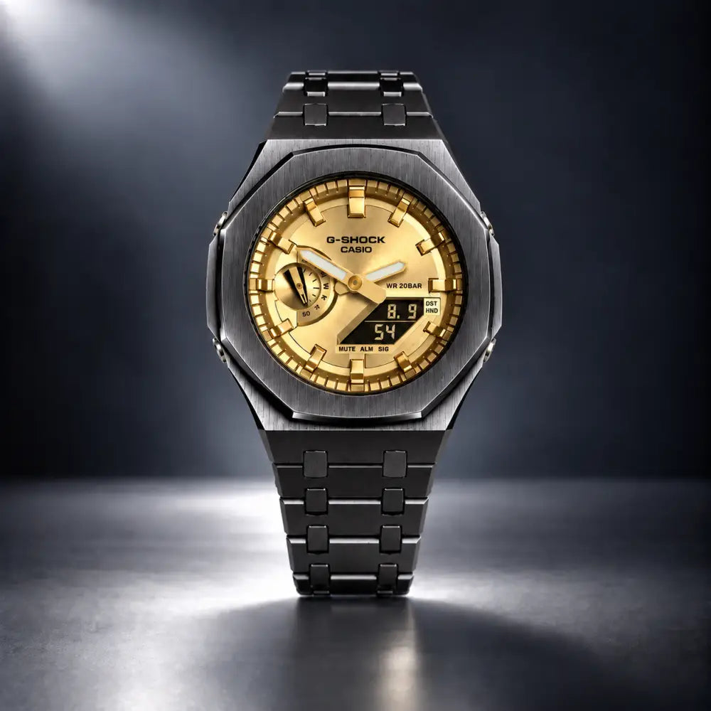 Casio G-Shock Mod Watch - Full Gold Black - GA-2100 Custom Casioak