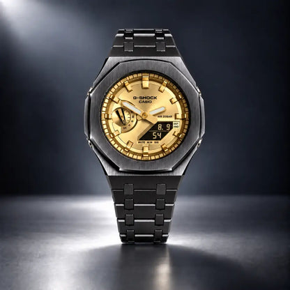 Casio G-Shock Mod Watch - Full Gold Black - GA-2100 Custom Casioak